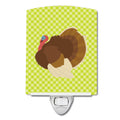 French Turkey Dindon Green Ceramic Night Light Compact, UL-Certified, Ideal for Bedroom, Bathroom, Nursery, Hallway, Kitchen, 6x4x3, Multicolor