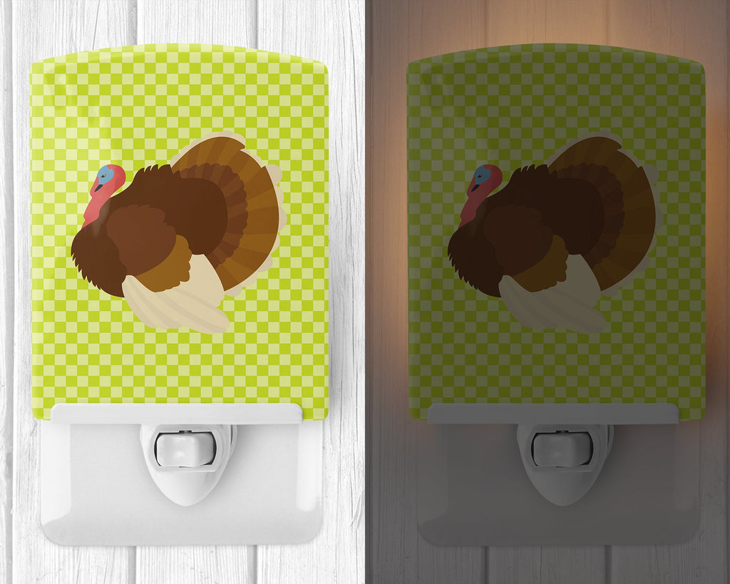 French Turkey Dindon Green Ceramic Night Light Compact, UL-Certified, Ideal for Bedroom, Bathroom, Nursery, Hallway, Kitchen, 6x4x3, Multicolor