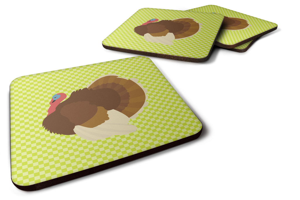 French Turkey Dindon Green Foam Coasters Set of 4 Cup Coasters for Indoor Outdoor, Tabletop Protection, Anti Slip, Mouse pad Material