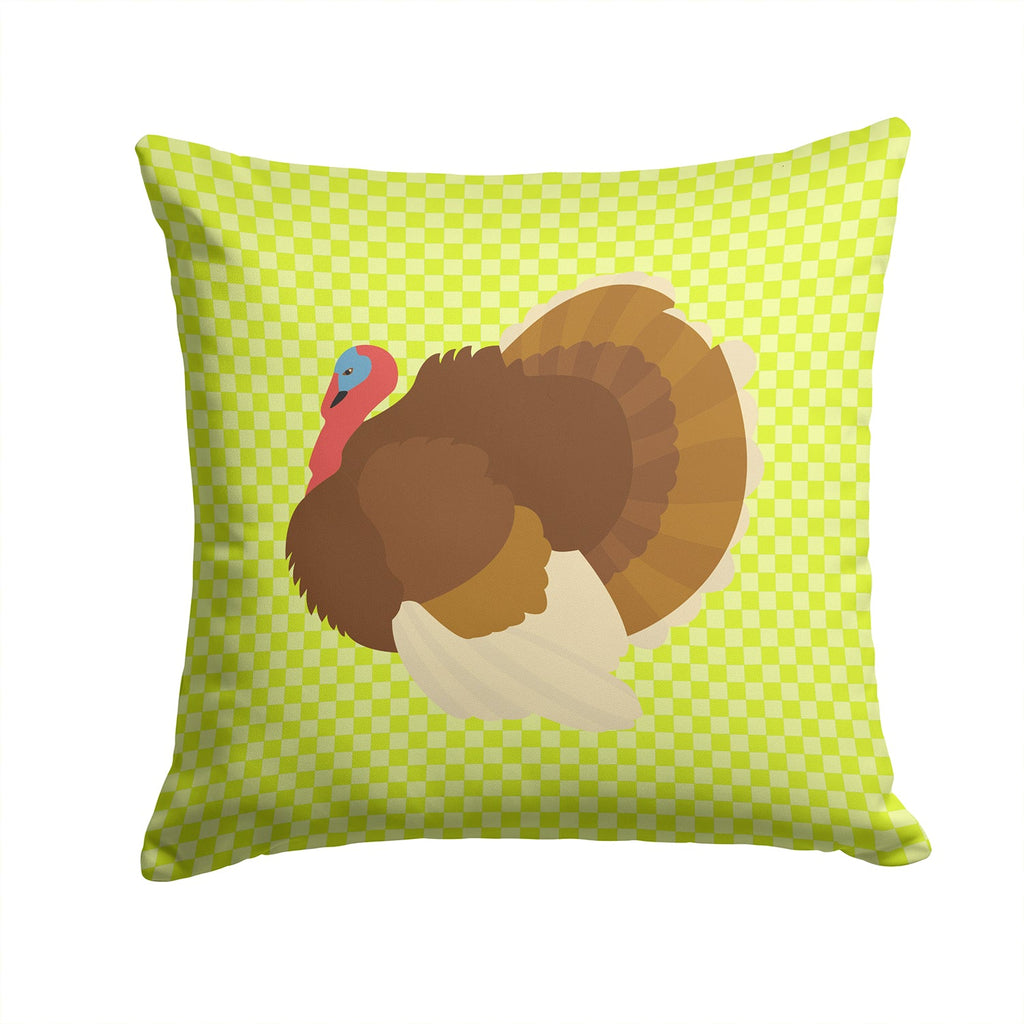 French Turkey Dindon Green Decorative Throw Pillow 14x14 Indoor Outdoor Accent Cushion, Fabric Cover with Insert for Sofa, Bed, Porch & Living Room
