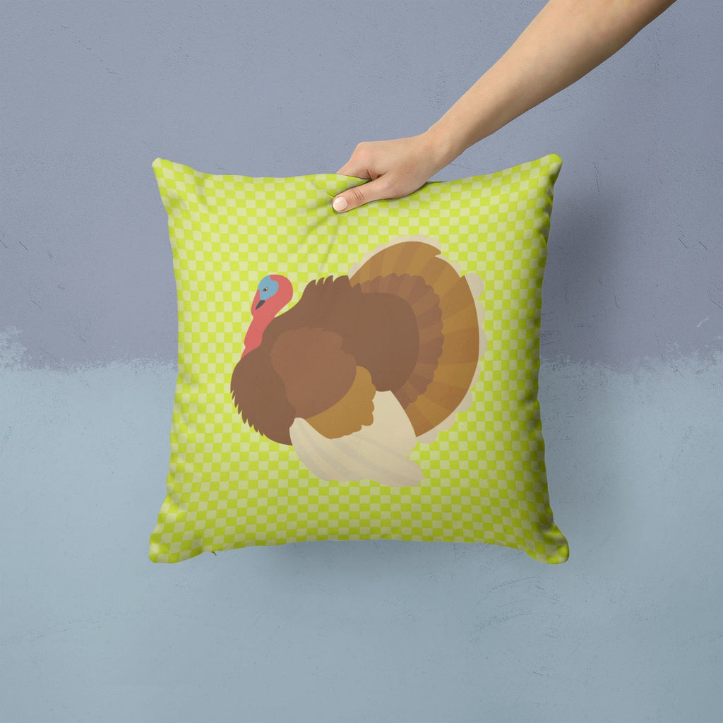 French Turkey Dindon Green Decorative Throw Pillow 14x14 Indoor Outdoor Accent Cushion, Fabric Cover with Insert for Sofa, Bed, Porch & Living Room