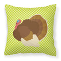 French Turkey Dindon Green Decorative Throw Pillow 18x18 Indoor Outdoor Accent Cushion, Fabric Cover with Insert for Sofa, Bed, Porch & Living Room