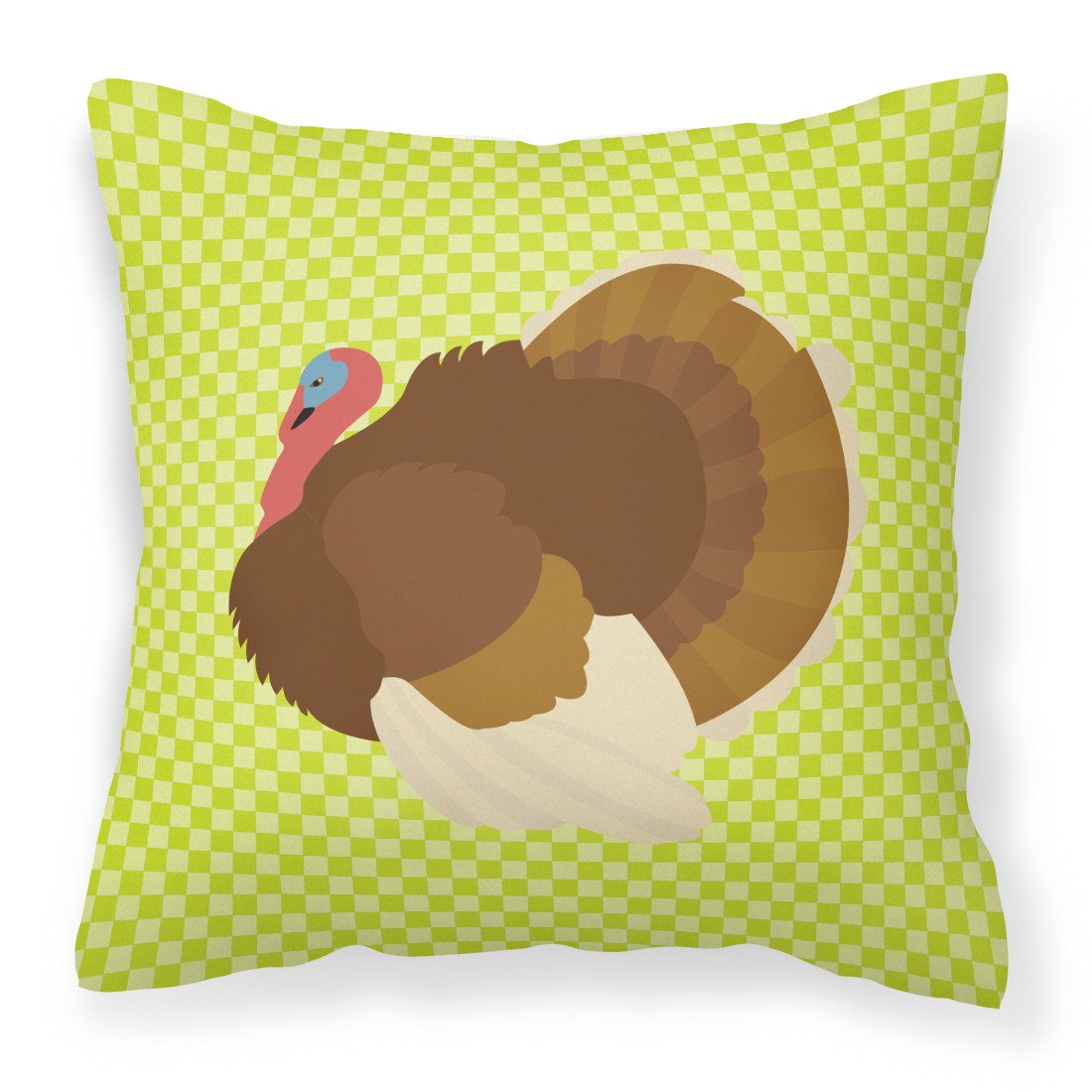 French Turkey Dindon Green Decorative Throw Pillow 18x18 Indoor Outdoor Accent Cushion, Fabric Cover with Insert for Sofa, Bed, Porch & Living Room