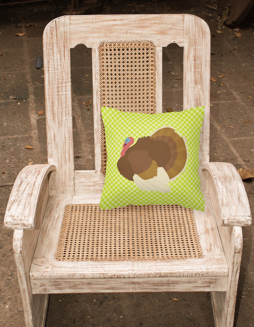 French Turkey Dindon Green Decorative Throw Pillow 18x18 Indoor Outdoor Accent Cushion, Fabric Cover with Insert for Sofa, Bed, Porch & Living Room
