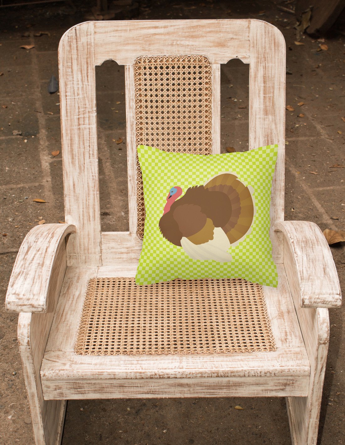 French Turkey Dindon Green Decorative Throw Pillow 18x18 Indoor Outdoor Accent Cushion, Fabric Cover with Insert for Sofa, Bed, Porch & Living Room