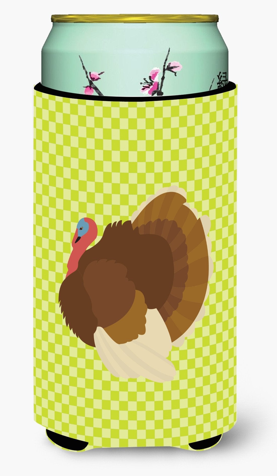 French Turkey Dindon Green Tall Boy Hugger Can Cooler Sleeve Machine Washable Drink Collapsible Insulator Beverage Insulated Holder