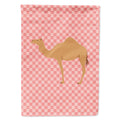 Arabian Camel Dromedary Pink Check House Flag 28x40 Porch Sleeve Pole Decorative Outside Yard Banner Artwork Wall Hanging, Polyester