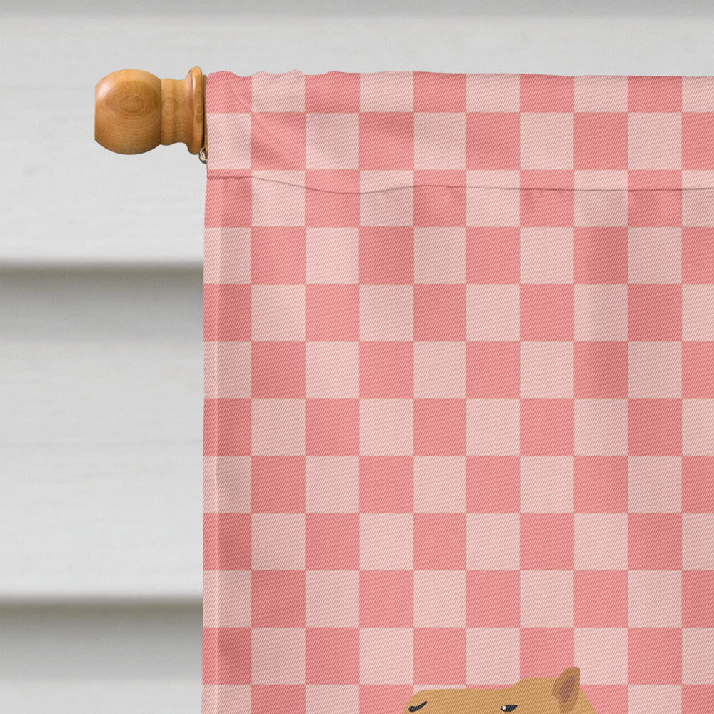 Arabian Camel Dromedary Pink Check House Flag 28x40 Porch Sleeve Pole Decorative Outside Yard Banner Artwork Wall Hanging, Polyester