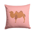 Bactrian Camel Pink Check Decorative Throw Pillow 14x14 Indoor Outdoor Accent Cushion, Fabric Cover with Insert for Sofa, Bed, Porch & Living Room