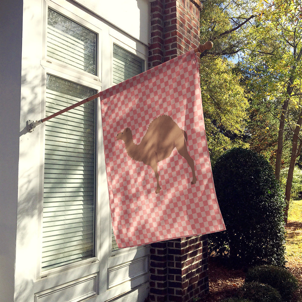 F1 Hybrid Camel Pink Check House Flag 28x40 Porch Sleeve Pole Decorative Outside Yard Banner Artwork Wall Hanging, Polyester
