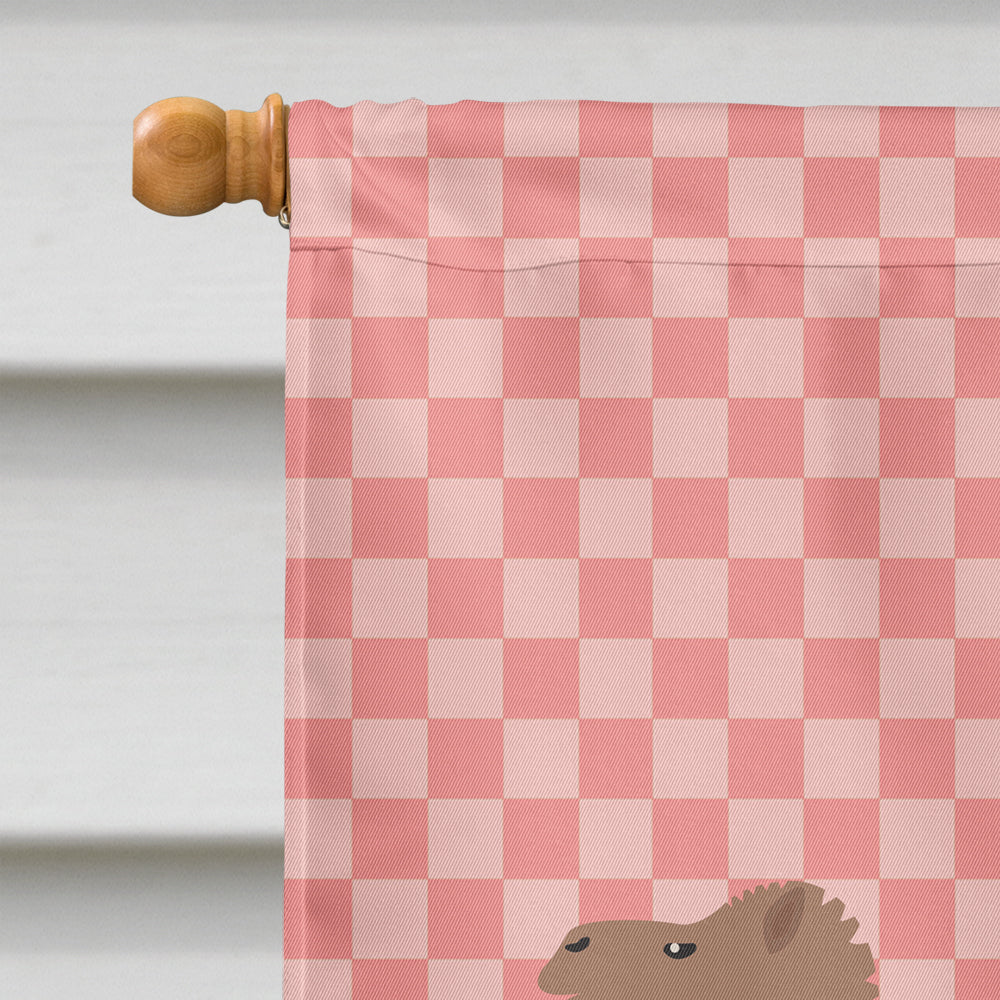 F1 Hybrid Camel Pink Check House Flag 28x40 Porch Sleeve Pole Decorative Outside Yard Banner Artwork Wall Hanging, Polyester