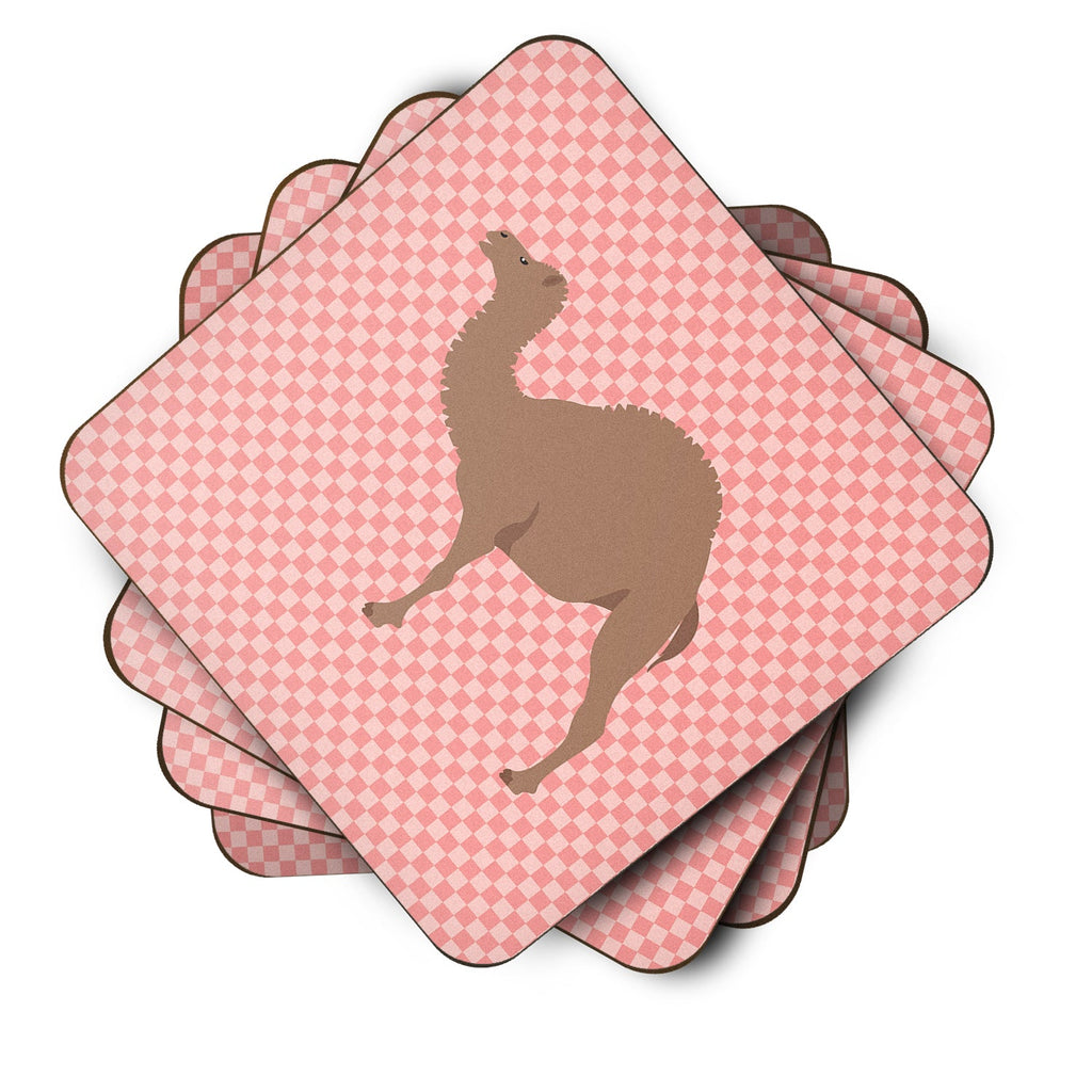 F1 Hybrid Camel Pink Check Foam Coasters Set of 4 Cup Coasters for Indoor Outdoor, Tabletop Protection, Anti Slip, Mouse pad Material