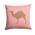 F1 Hybrid Camel Pink Check Decorative Throw Pillow 14x14 Indoor Outdoor Accent Cushion, Fabric Cover with Insert for Sofa, Bed, Porch & Living Room