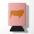 Highland Cow Pink Check Can or Bottle Hugger Cooler Sleeve for Standard 12 oz Cans, Insulated Foam Beer & Soda Can Hugger Reusable
