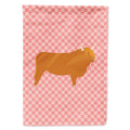 Highland Cow Pink Check House Flag 28x40 Porch Sleeve Pole Decorative Outside Yard Banner Artwork Wall Hanging, Polyester