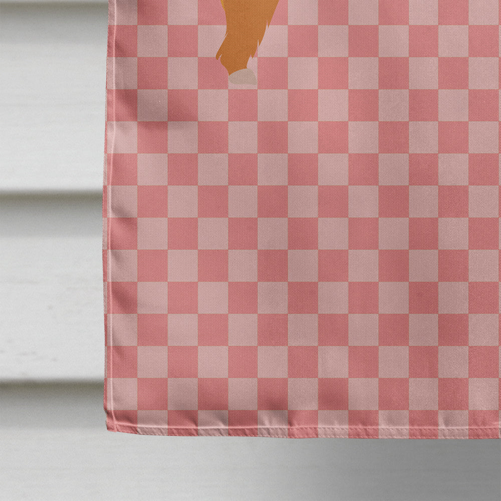 Highland Cow Pink Check House Flag 28x40 Porch Sleeve Pole Decorative Outside Yard Banner Artwork Wall Hanging, Polyester