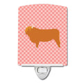 Highland Cow Pink Check Ceramic Night Light Compact, UL-Certified, Ideal for Bedroom, Bathroom, Nursery, Hallway, Kitchen, 6x4x3, Multicolor
