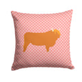 Highland Cow Pink Check Decorative Throw Pillow 14x14 Indoor Outdoor Accent Cushion, Fabric Cover with Insert for Sofa, Bed, Porch & Living Room