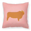 Highland Cow Pink Check Decorative Throw Pillow 18x18 Indoor Outdoor Accent Cushion, Fabric Cover with Insert for Sofa, Bed, Porch & Living Room