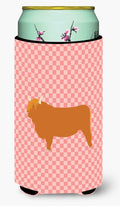Highland Cow Pink Check Tall Boy Hugger Can Cooler Sleeve Machine Washable Drink Collapsible Insulator Beverage Insulated Holder