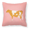 Guernsey Cow Pink Check Decorative Throw Pillow 18x18 Indoor Outdoor Accent Cushion, Fabric Cover with Insert for Sofa, Bed, Porch & Living Room