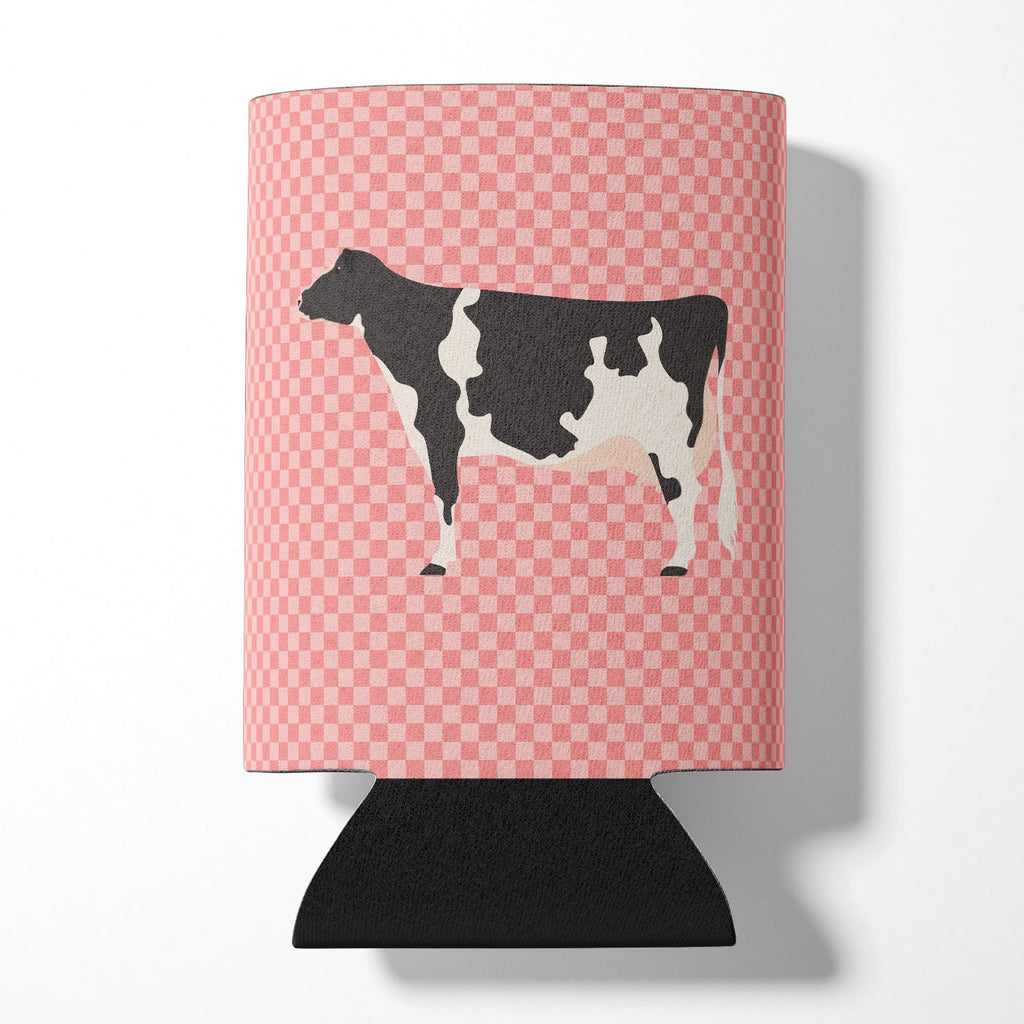 Holstein Cow Pink Check Can or Bottle Hugger Cooler Sleeve for Standard 12 oz Cans, Insulated Foam Beer & Soda Can Hugger Reusable