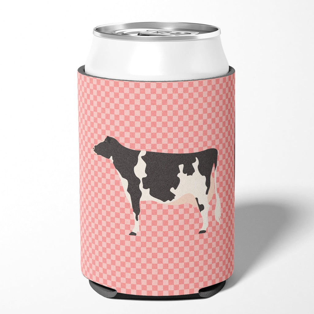 Holstein Cow Pink Check Can or Bottle Hugger Cooler Sleeve for Standard 12 oz Cans, Insulated Foam Beer & Soda Can Hugger Reusable