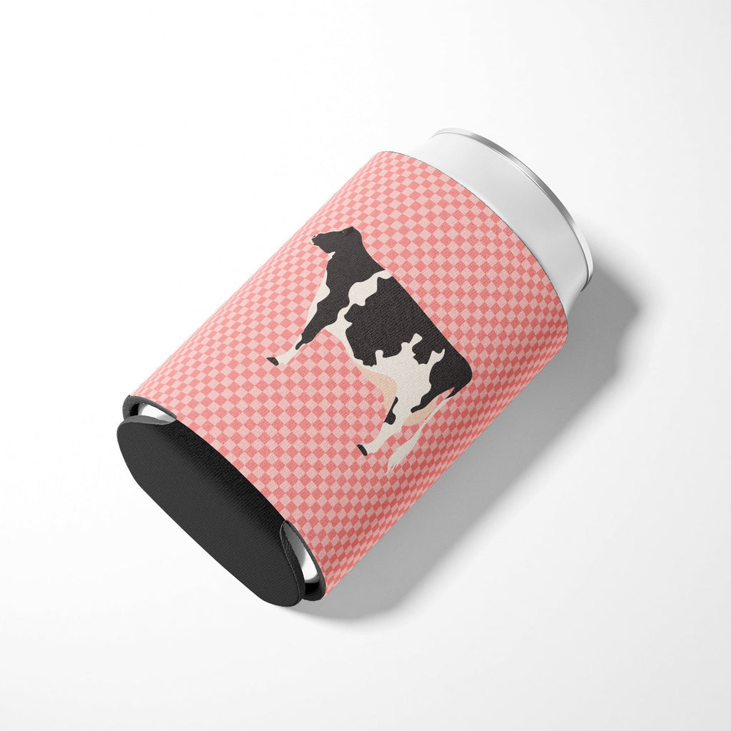 Holstein Cow Pink Check Can or Bottle Hugger Cooler Sleeve for Standard 12 oz Cans, Insulated Foam Beer & Soda Can Hugger Reusable