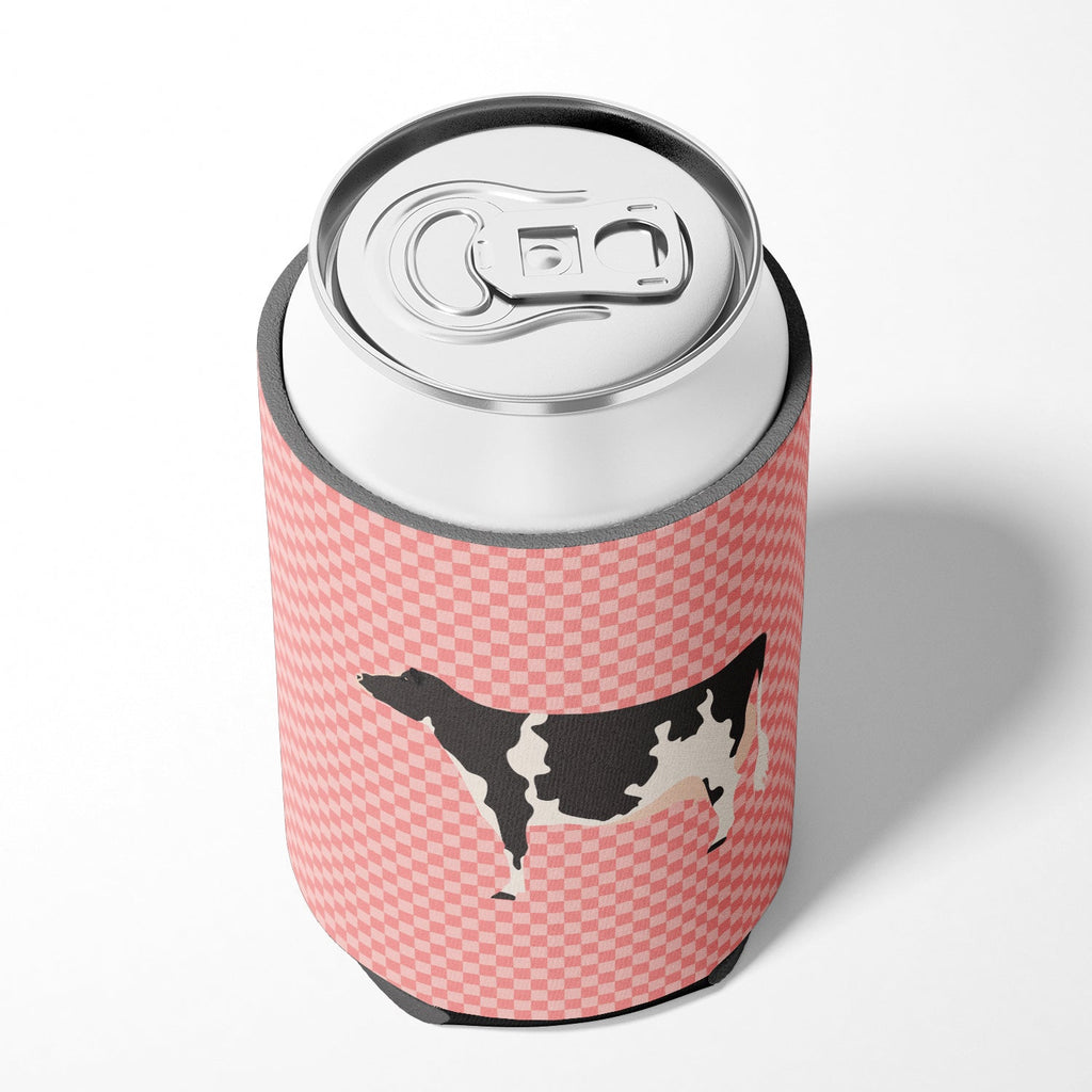 Holstein Cow Pink Check Can or Bottle Hugger Cooler Sleeve for Standard 12 oz Cans, Insulated Foam Beer & Soda Can Hugger Reusable