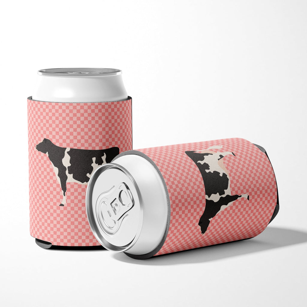 Holstein Cow Pink Check Can or Bottle Hugger Cooler Sleeve for Standard 12 oz Cans, Insulated Foam Beer & Soda Can Hugger Reusable
