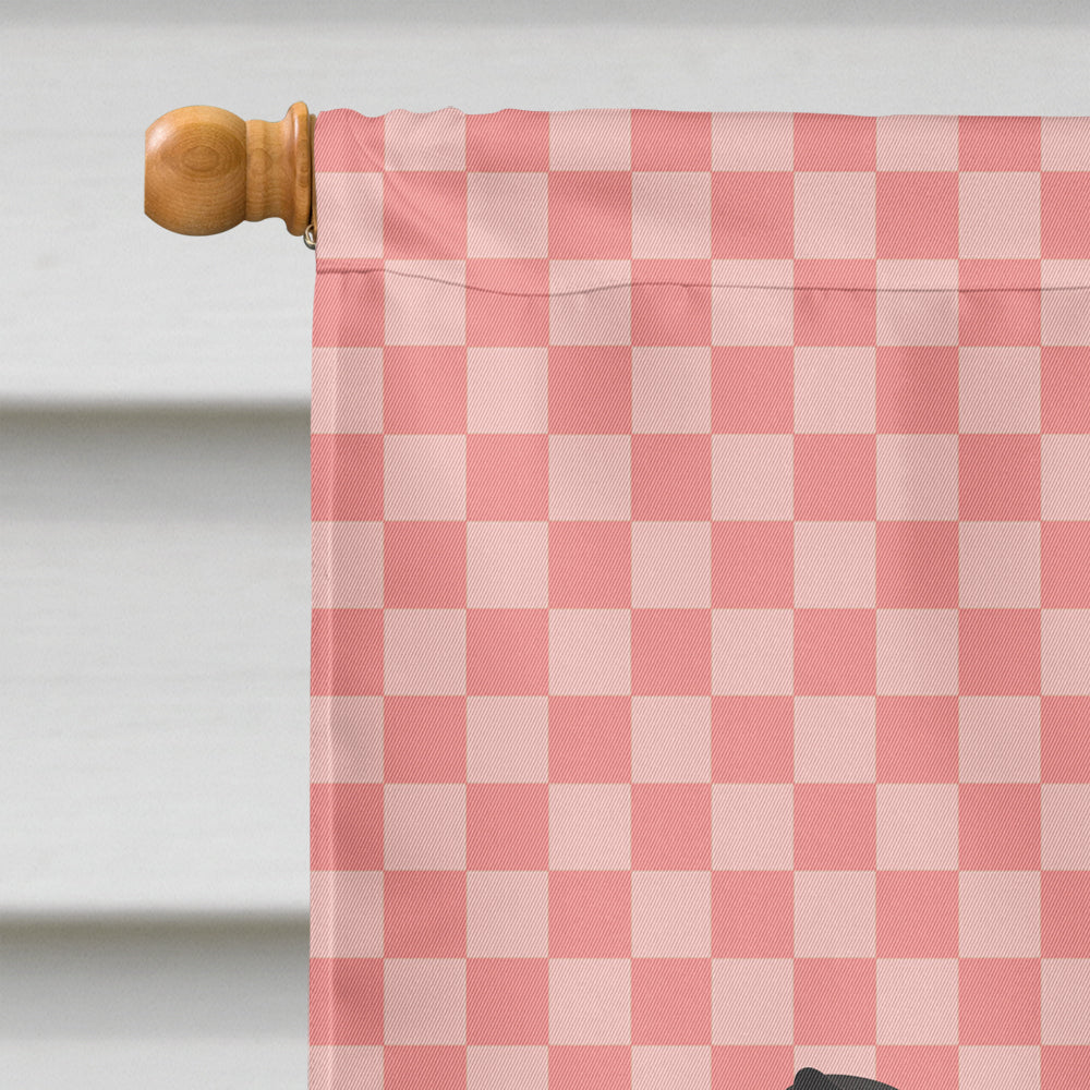 Holstein Cow Pink Check House Flag 28x40 Porch Sleeve Pole Decorative Outside Yard Banner Artwork Wall Hanging, Polyester