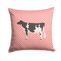 Holstein Cow Pink Check Decorative Throw Pillow 14x14 Indoor Outdoor Accent Cushion, Fabric Cover with Insert for Sofa, Bed, Porch & Living Room