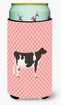 Holstein Cow Pink Check Tall Boy Hugger Can Cooler Sleeve Machine Washable Drink Collapsible Insulator Beverage Insulated Holder