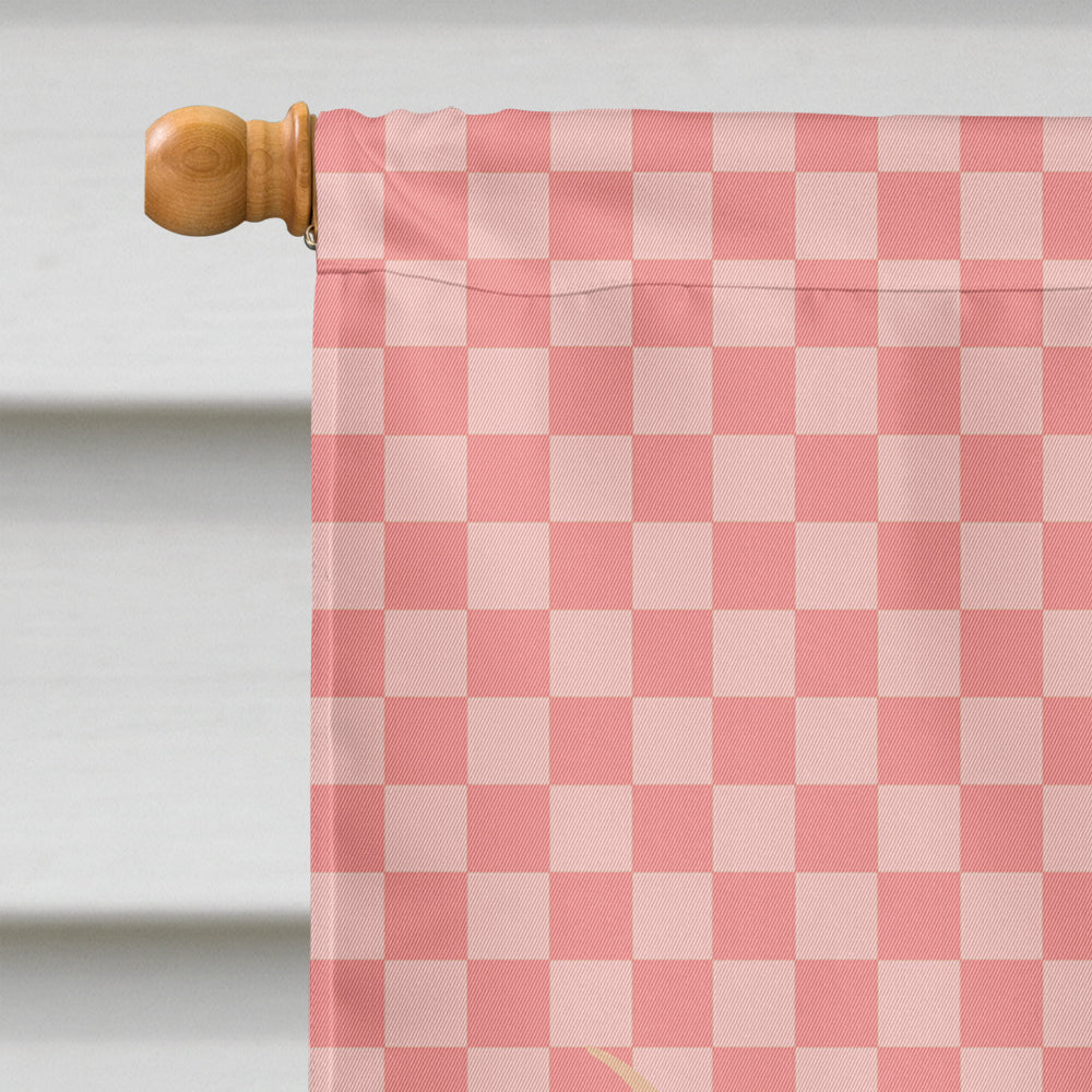 Ankole-Watusu Cow Pink Check House Flag 28x40 Porch Sleeve Pole Decorative Outside Yard Banner Artwork Wall Hanging, Polyester