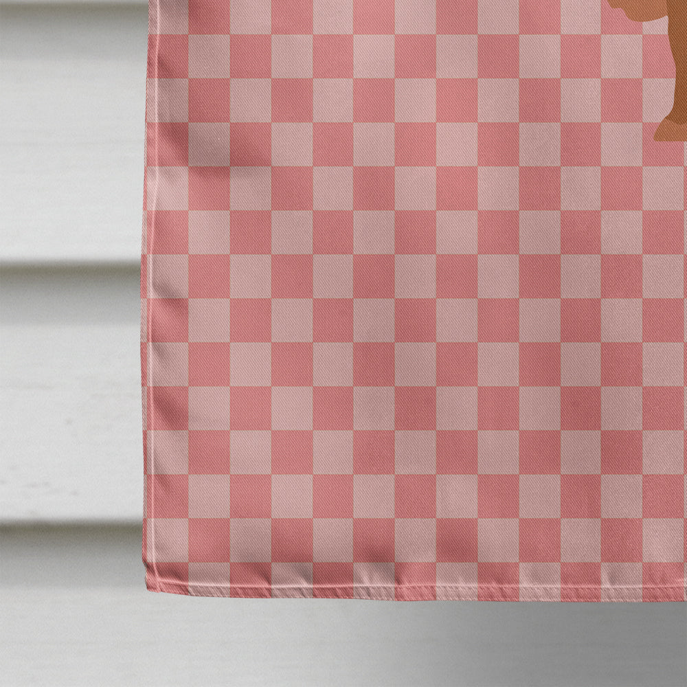 Ankole-Watusu Cow Pink Check House Flag 28x40 Porch Sleeve Pole Decorative Outside Yard Banner Artwork Wall Hanging, Polyester