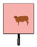 Ankole-Watusu Cow Pink Check Leash or Key Holder Wall Hooks, Key Hooks Holder, Coat Rack Wall Mount, Coat Hooks, Hooks for Hanging Keys, Towels, Aprons, Leashes