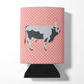Hungarian Grey Steppe Cow Pink Check Can or Bottle Hugger Cooler Sleeve for Standard 12 oz Cans, Insulated Foam Beer & Soda Can Hugger Reusable