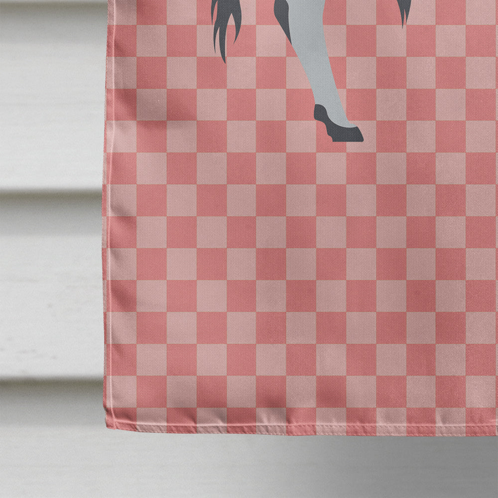 Hungarian Grey Steppe Cow Pink Check House Flag 28x40 Porch Sleeve Pole Decorative Outside Yard Banner Artwork Wall Hanging, Polyester