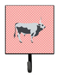 Hungarian Grey Steppe Cow Pink Check Leash or Key Holder Wall Hooks, Key Hooks Holder, Coat Rack Wall Mount, Coat Hooks, Hooks for Hanging Keys, Towels, Aprons, Leashes