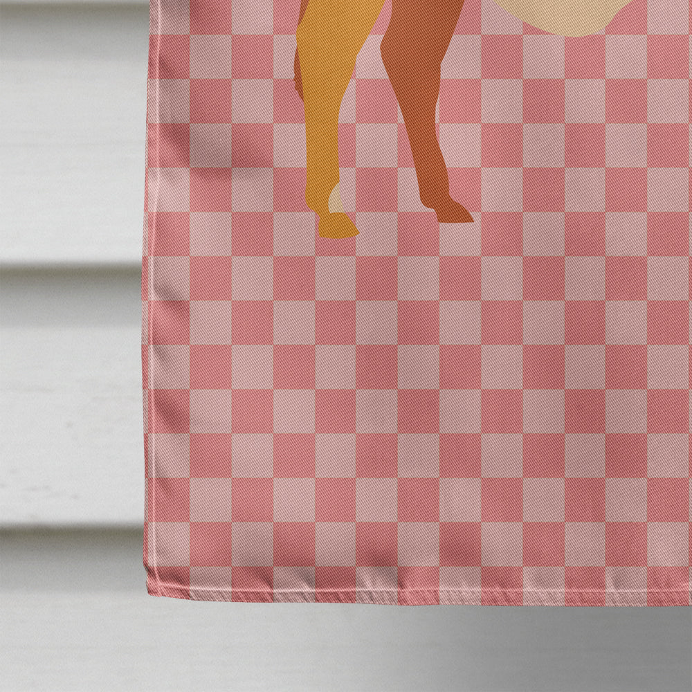 Zebu Indicine Cow Pink Check House Flag 28x40 Porch Sleeve Pole Decorative Outside Yard Banner Artwork Wall Hanging, Polyester