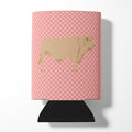 Charolais Cow Pink Check Can or Bottle Hugger Cooler Sleeve for Standard 12 oz Cans, Insulated Foam Beer & Soda Can Hugger Reusable