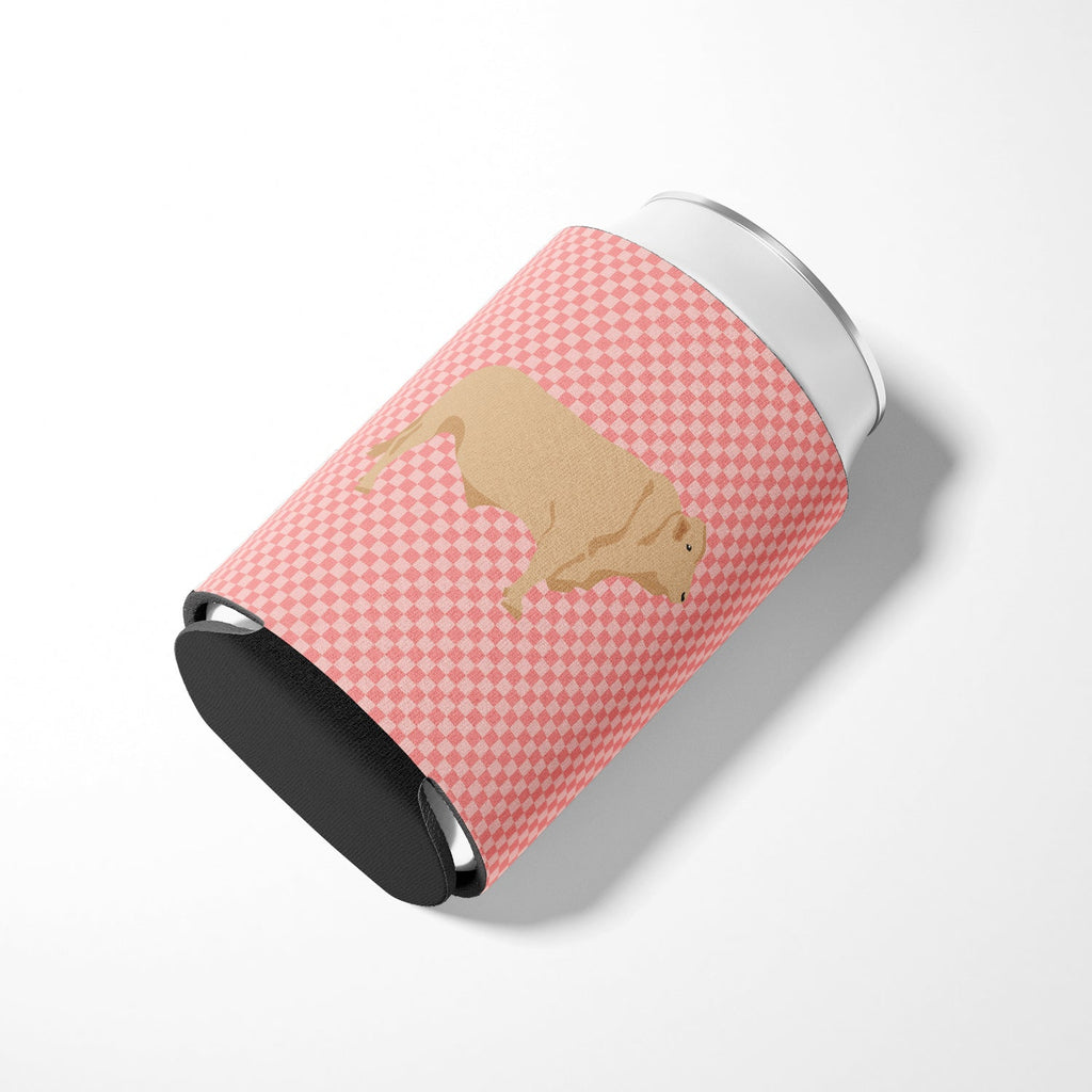 Charolais Cow Pink Check Can or Bottle Hugger Cooler Sleeve for Standard 12 oz Cans, Insulated Foam Beer & Soda Can Hugger Reusable