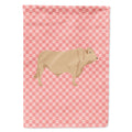 Charolais Cow Pink Check House Flag 28x40 Porch Sleeve Pole Decorative Outside Yard Banner Artwork Wall Hanging, Polyester