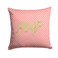 Charolais Cow Pink Check Decorative Throw Pillow 14x14 Indoor Outdoor Accent Cushion, Fabric Cover with Insert for Sofa, Bed, Porch & Living Room