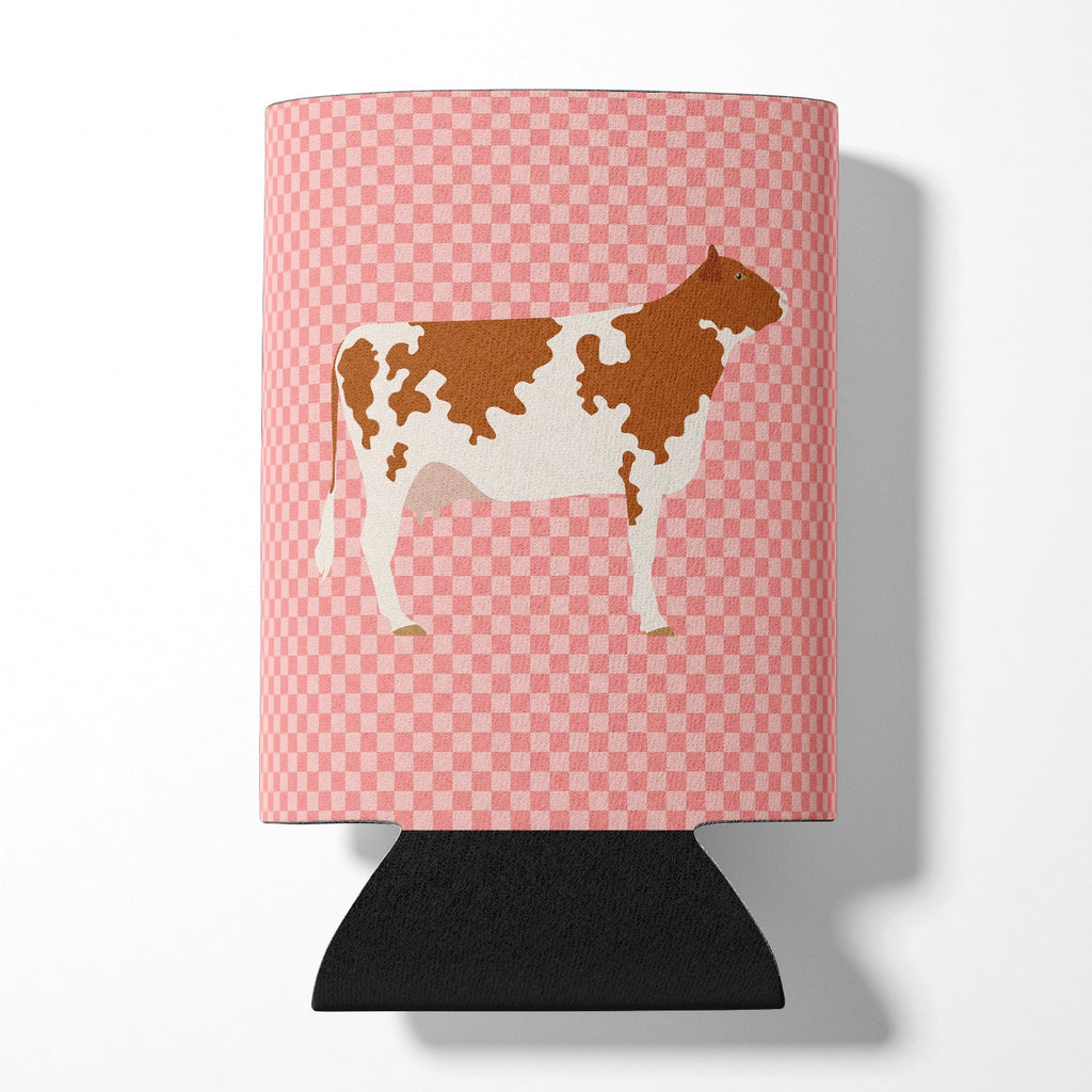 Ayrshire Cow Pink Check Can or Bottle Hugger Cooler Sleeve for Standard 12 oz Cans, Insulated Foam Beer & Soda Can Hugger Reusable