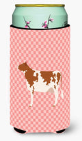 Ayrshire Cow Pink Check Tall Boy Hugger Can Cooler Sleeve Machine Washable Drink Collapsible Insulator Beverage Insulated Holder