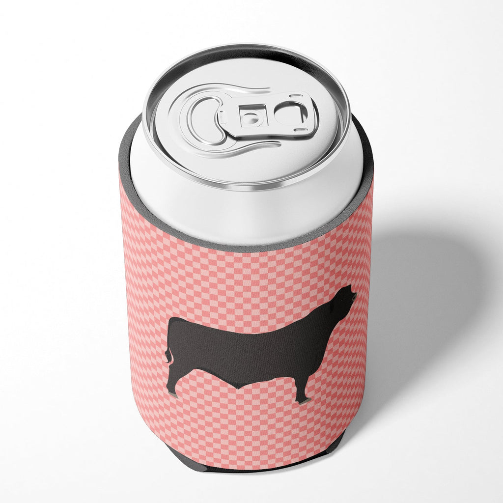 Black Angus Cow Pink Check Can or Bottle Hugger Cooler Sleeve for Standard 12 oz Cans, Insulated Foam Beer & Soda Can Hugger Reusable