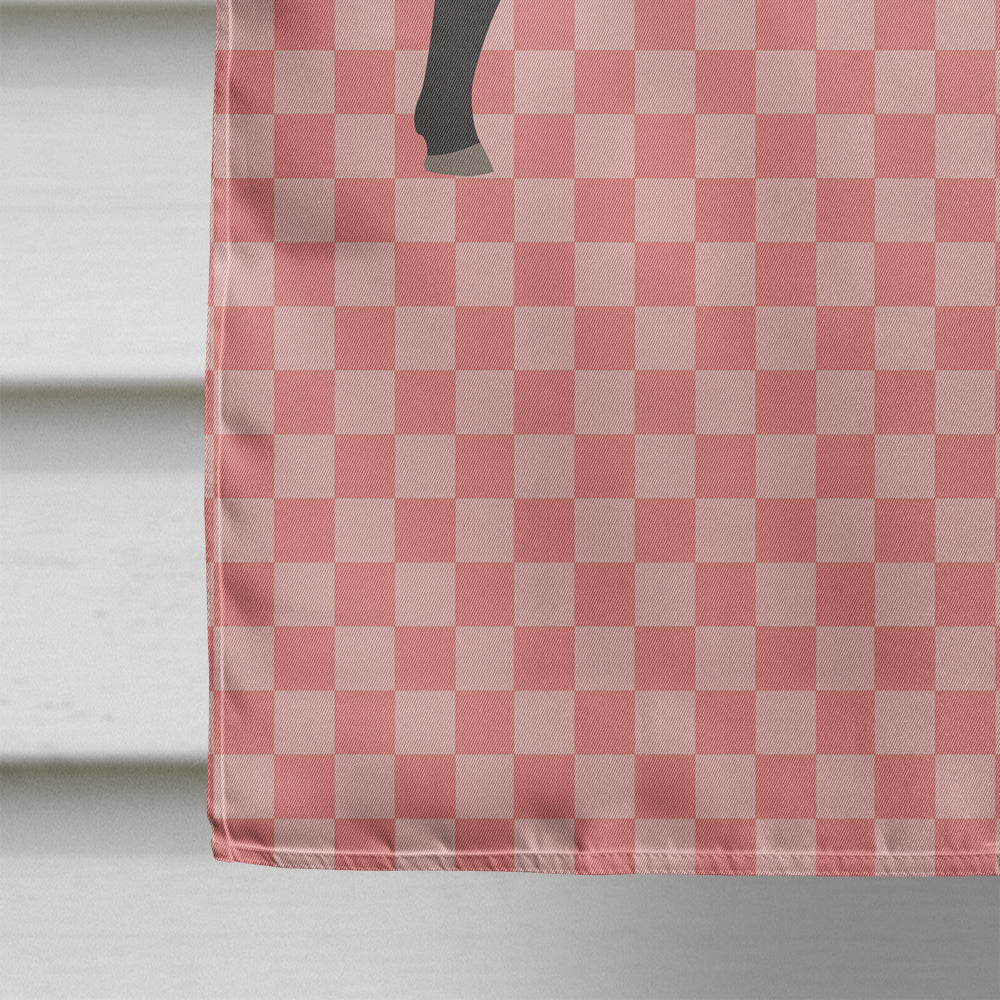 Black Angus Cow Pink Check House Flag 28x40 Porch Sleeve Pole Decorative Outside Yard Banner Artwork Wall Hanging, Polyester