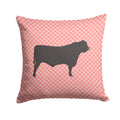 Black Angus Cow Pink Check Decorative Throw Pillow 14x14 Indoor Outdoor Accent Cushion, Fabric Cover with Insert for Sofa, Bed, Porch & Living Room