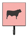 Black Angus Cow Pink Check Leash or Key Holder Wall Hooks, Key Hooks Holder, Coat Rack Wall Mount, Coat Hooks, Hooks for Hanging Keys, Towels, Aprons, Leashes